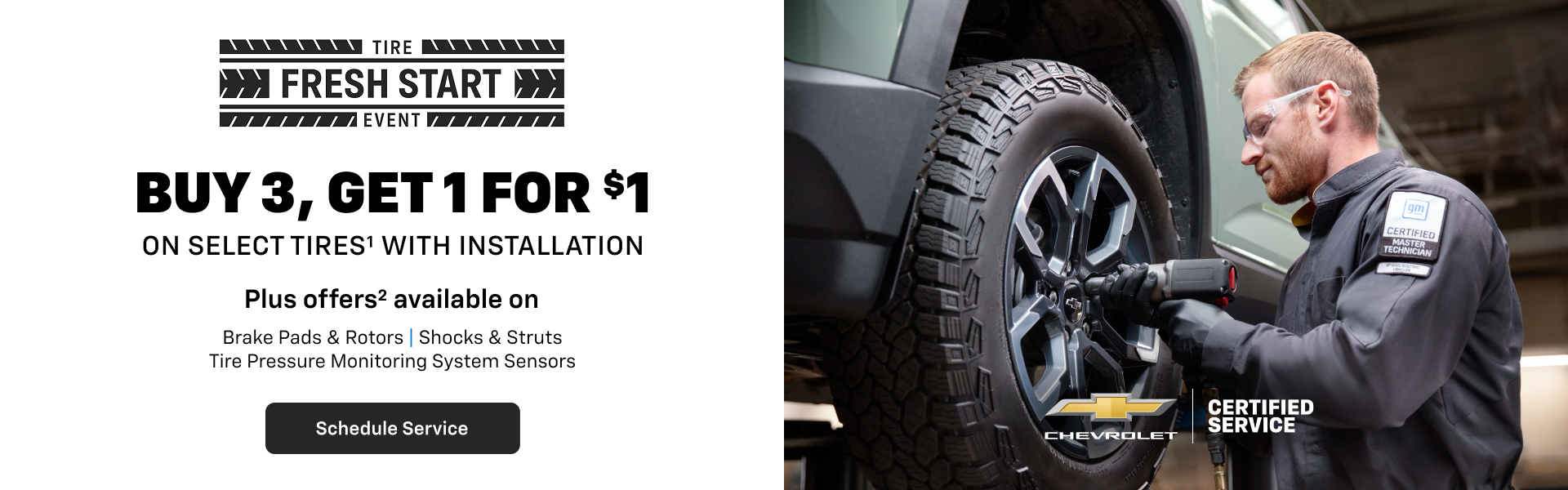 Buy 3, get 1 for $1 on select tire with installation